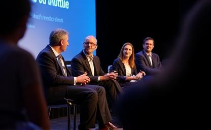 People sitting on a stage during a panel discussion
